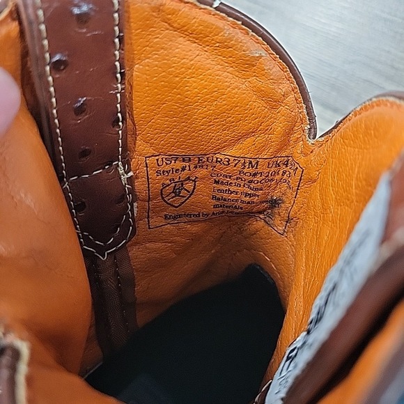 Ariat Baby Fat Ostrich Western Boots, Brown/Teal, 7B - Picture 11 of 11